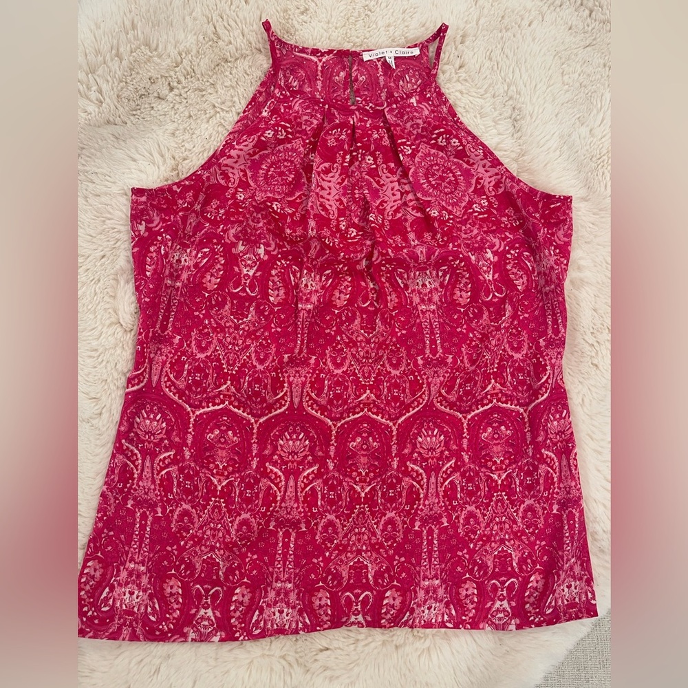 Violet & Claire Fuchsia Patterned Blouse